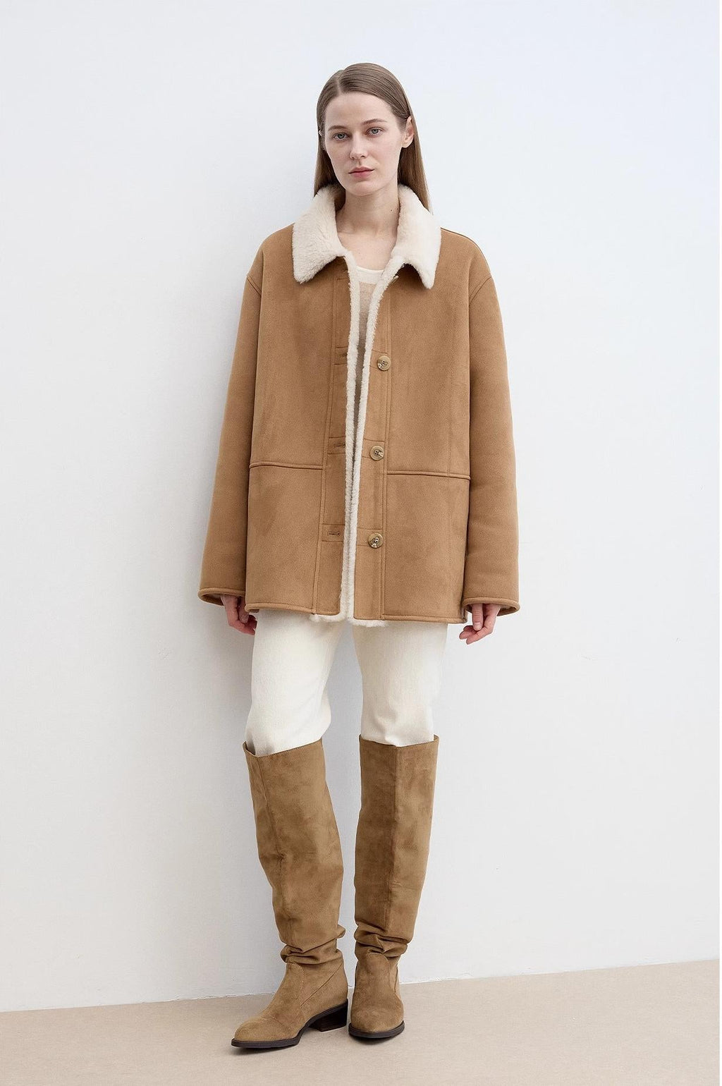 Vintage Manor high quality wool contrast lapel reversible  Shearling jacket