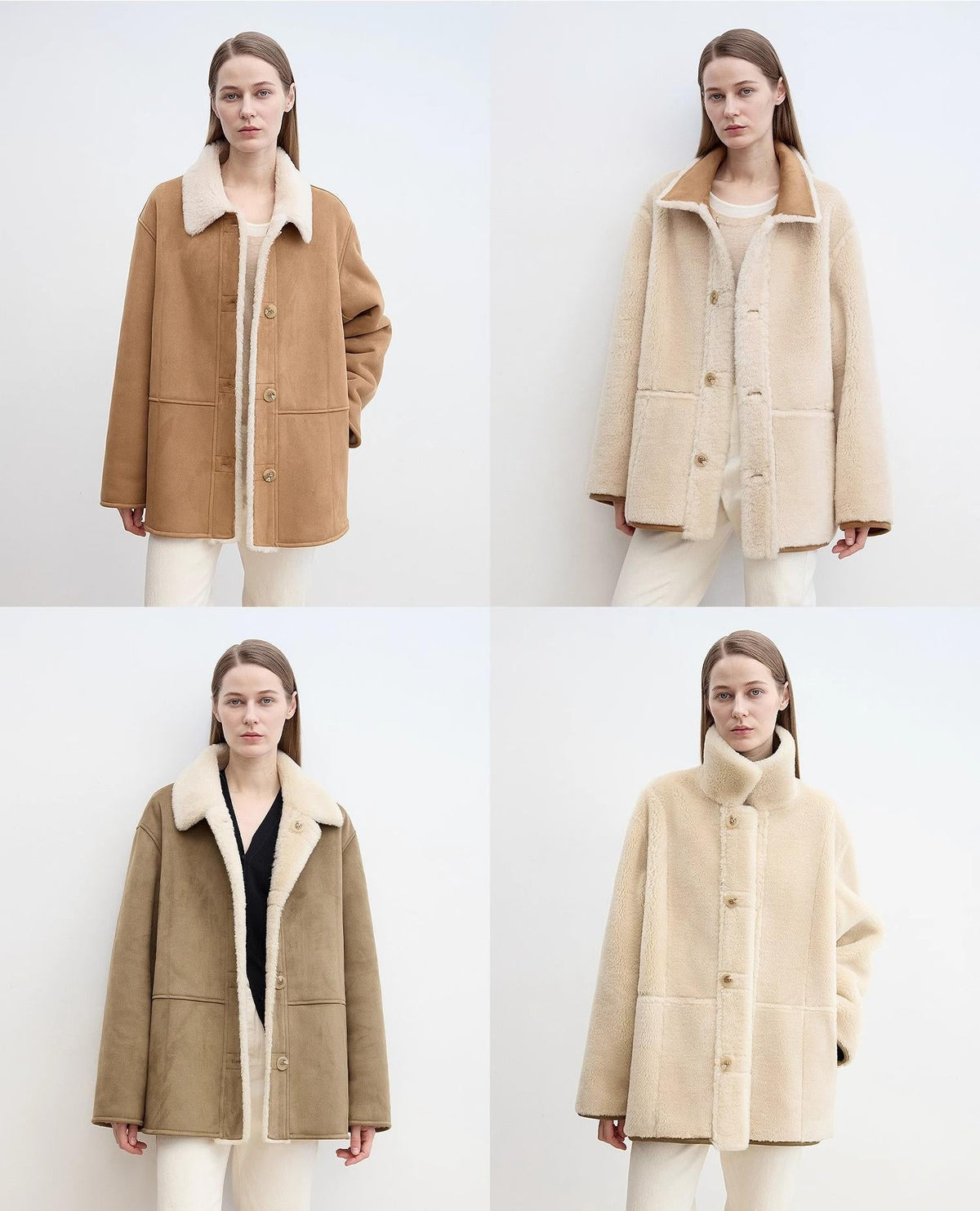 Vintage Manor high quality wool contrast lapel reversible  Shearling jacket