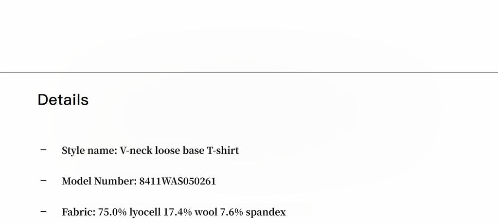 Machine washable Tencel wool V-neck two-wear elastic hem T-shirt bottoming shirt