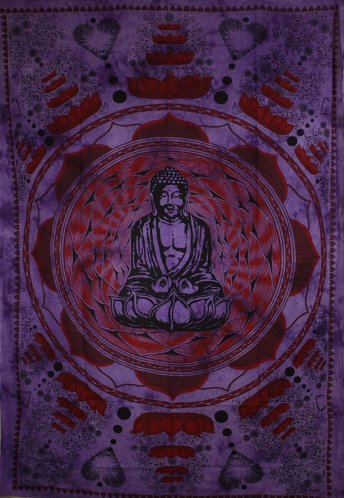 Tenture Bouddha violet sur fleur de lotus
