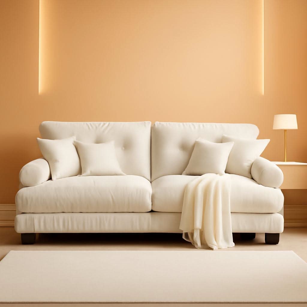 White Velvet Pet Hair Resistant Modular Recliner Sofa