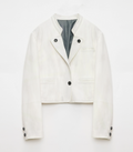 "Roman Story" Stand Collar Suit Sheepskin Leather Short Jacket