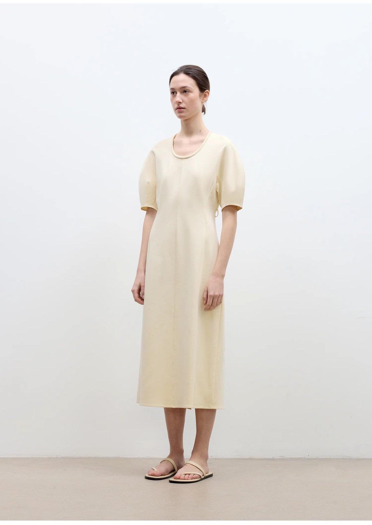 "April Story" 3D U-neck split waist curved skirt knitted dress for women
