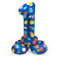 Ballon aluminium sur pied chiffre 1 à pois multicolores – 72 cm