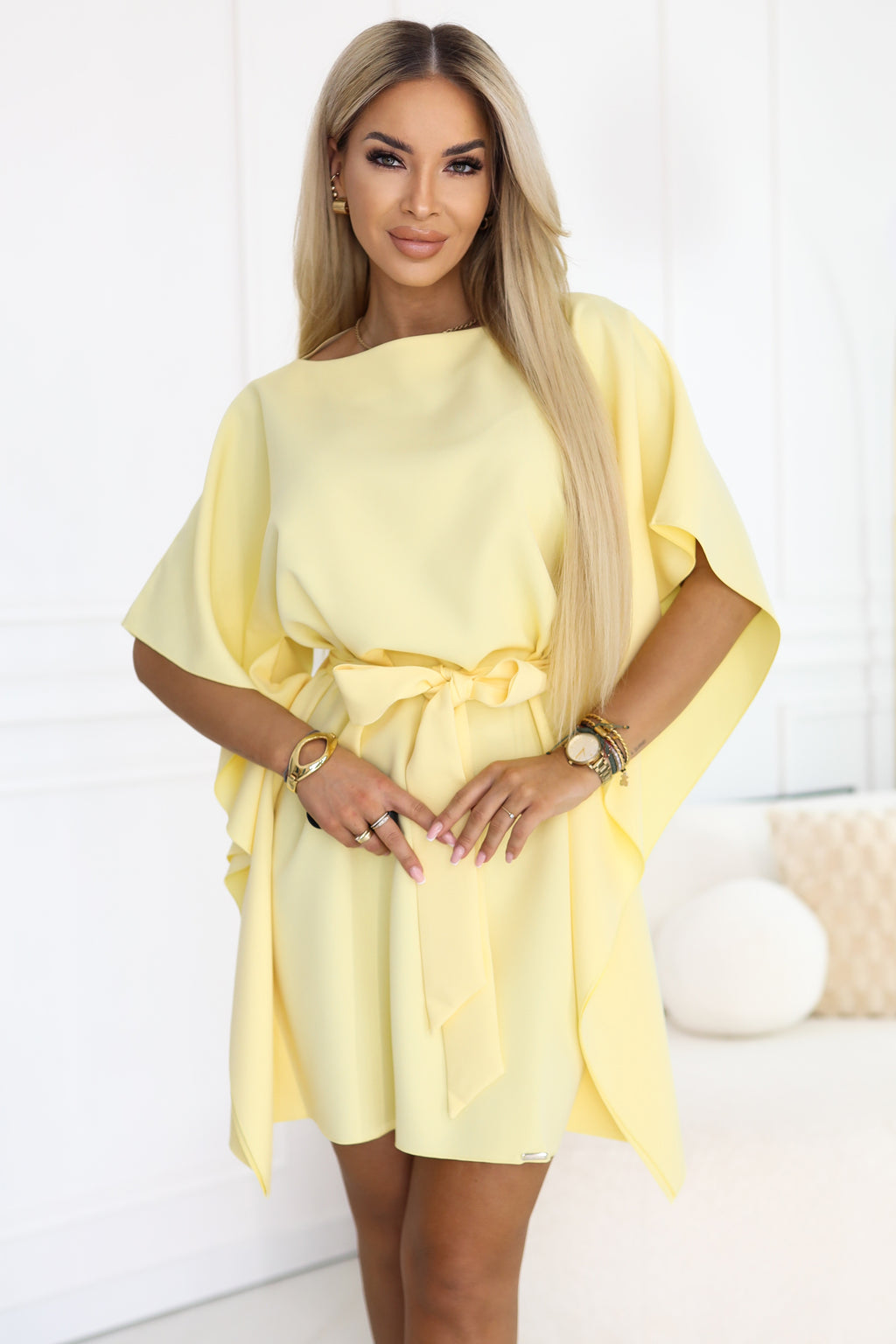 Robe papillon Sofia à nouer jaune beurre – Numoco