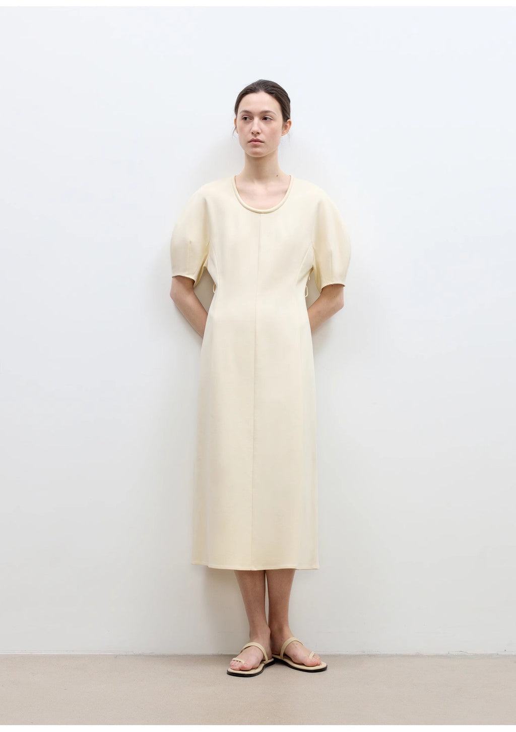 "April Story" 3D U-neck split waist curved skirt knitted dress for women