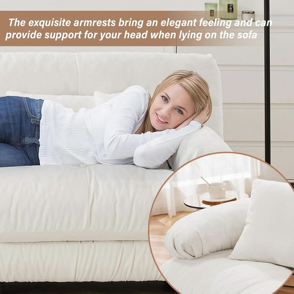 White Velvet Pet Hair Resistant Modular Recliner Sofa