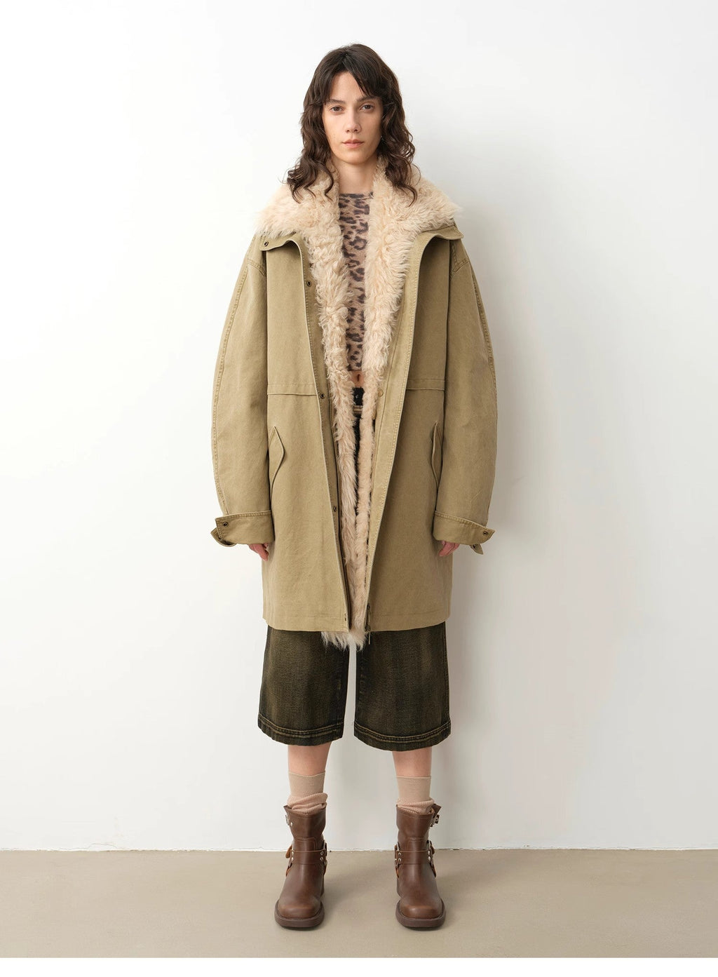 "Cool Denim" 90 goose down jacket workwear style detachable toka silhouette parka jacket for women