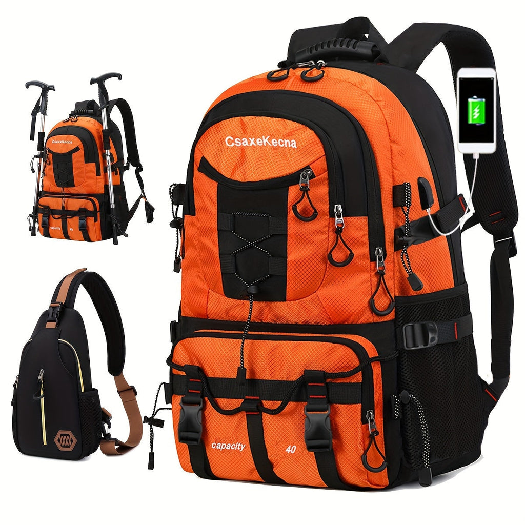 Large Capacity Travel Backpack with Chest Bag-0