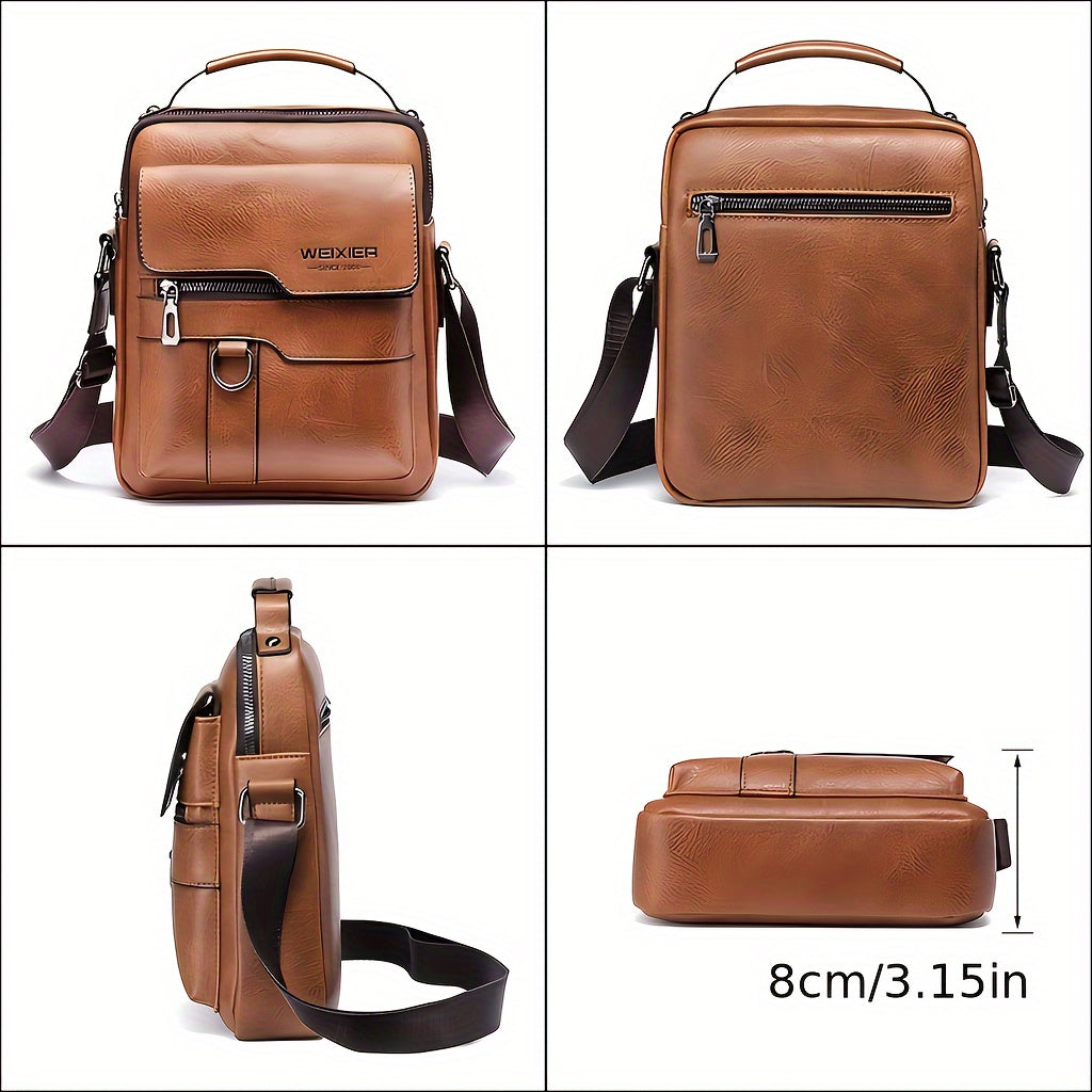 Sacoche bandoulière homme vintage en cuir véritable