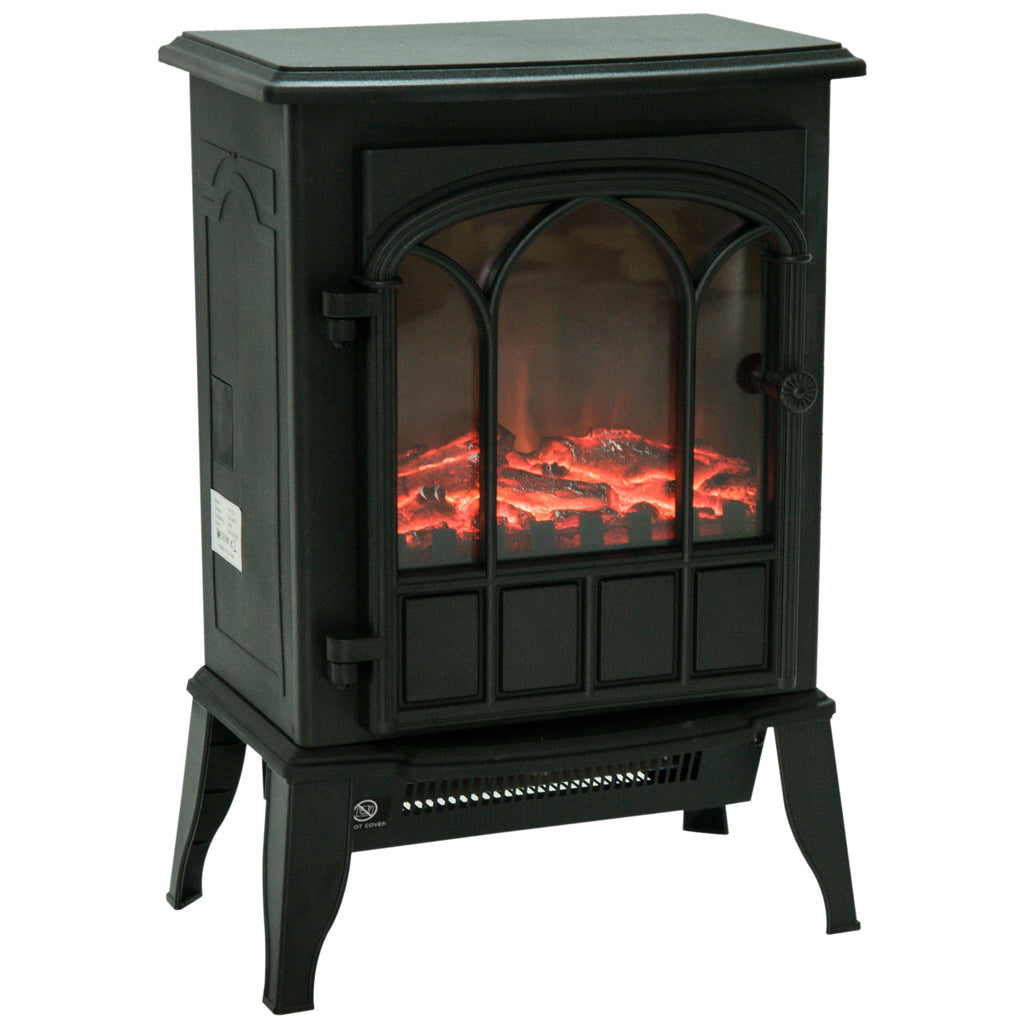 Cheminée électrique sur pied 1000/2000 W, fausse cheminée décorative avec effet flamme LED, protection contre la surchauffe, zone de couverture 15-30 m², noir-0