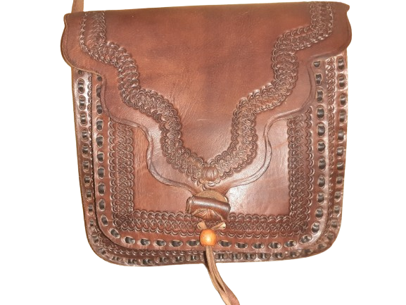 Sac carré en cuir de vachette ciselé