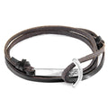 Bracelet Clipper argent et cuir marron foncé