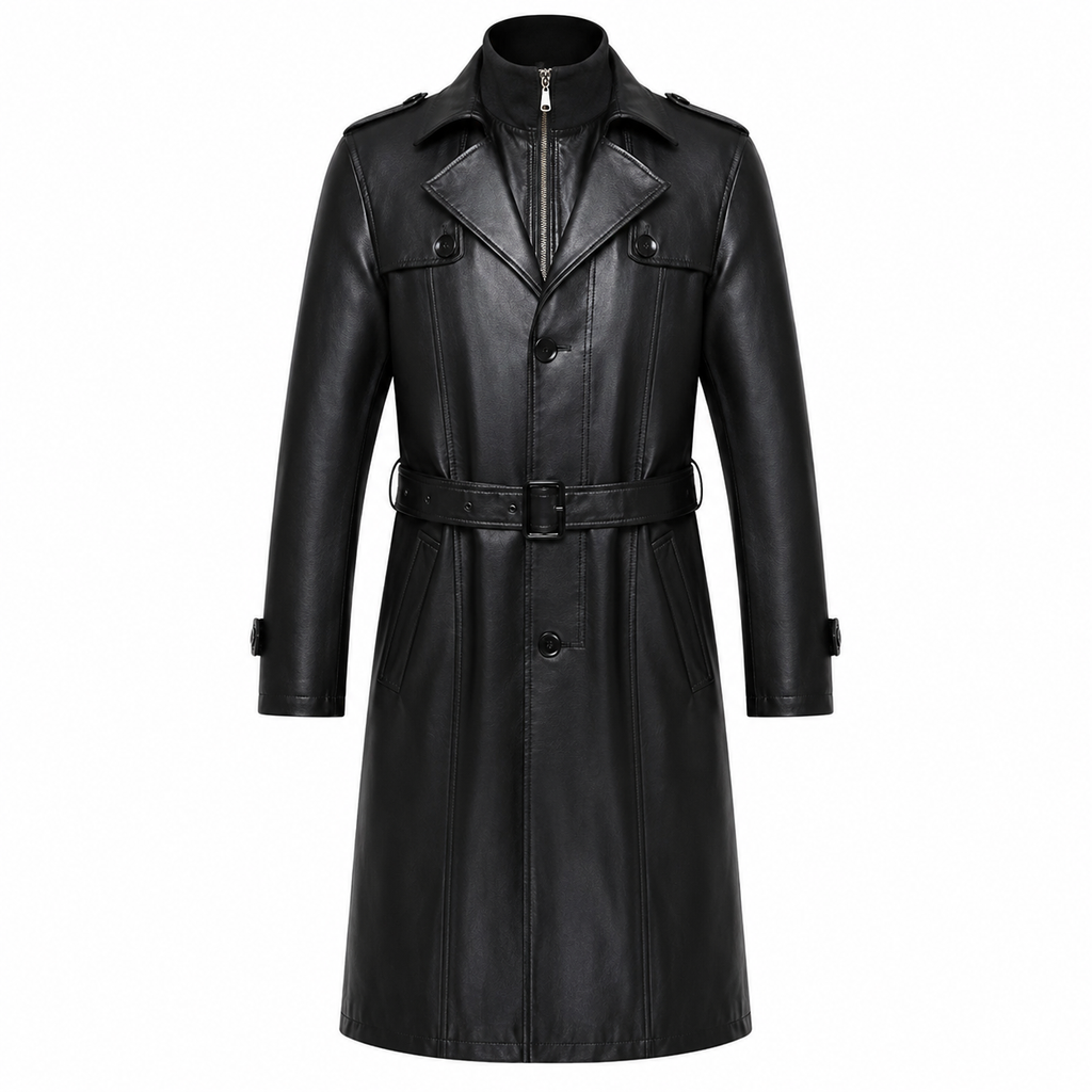 Mens Sheepskin Leather Trench Coat