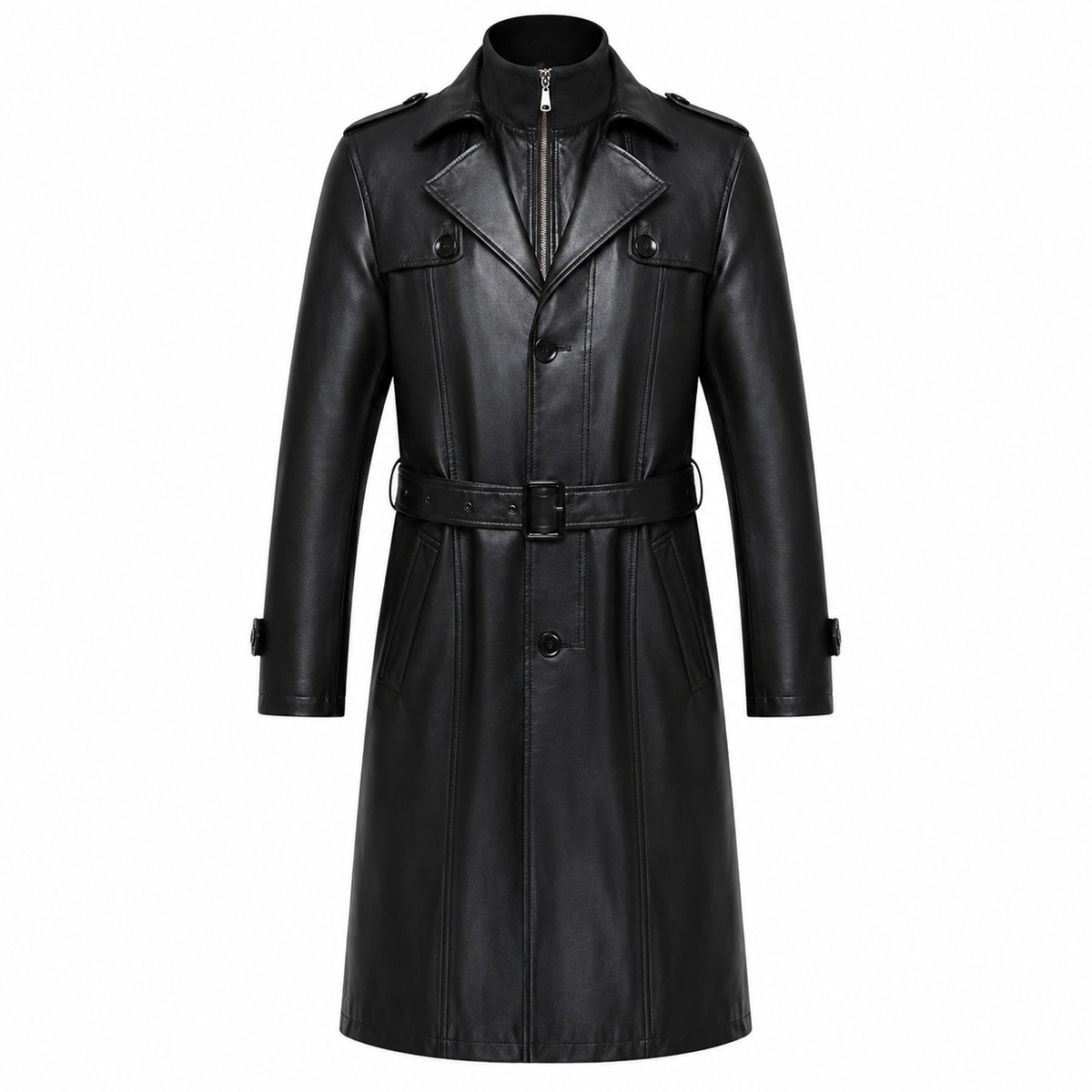 Mens Sheepskin Leather Trench Coat