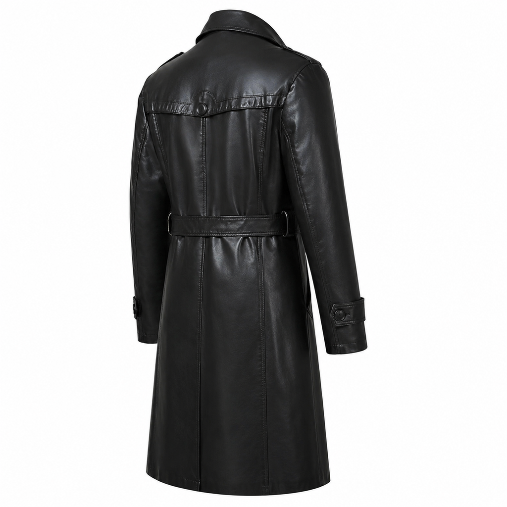 Mens Sheepskin Leather Trench Coat