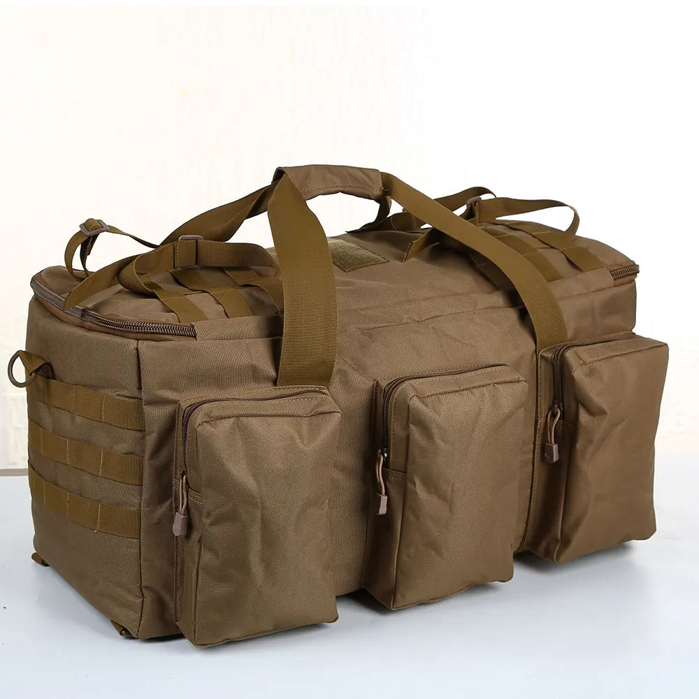 55L Tactical Duffel Backpack Travel Bag Khaki-3