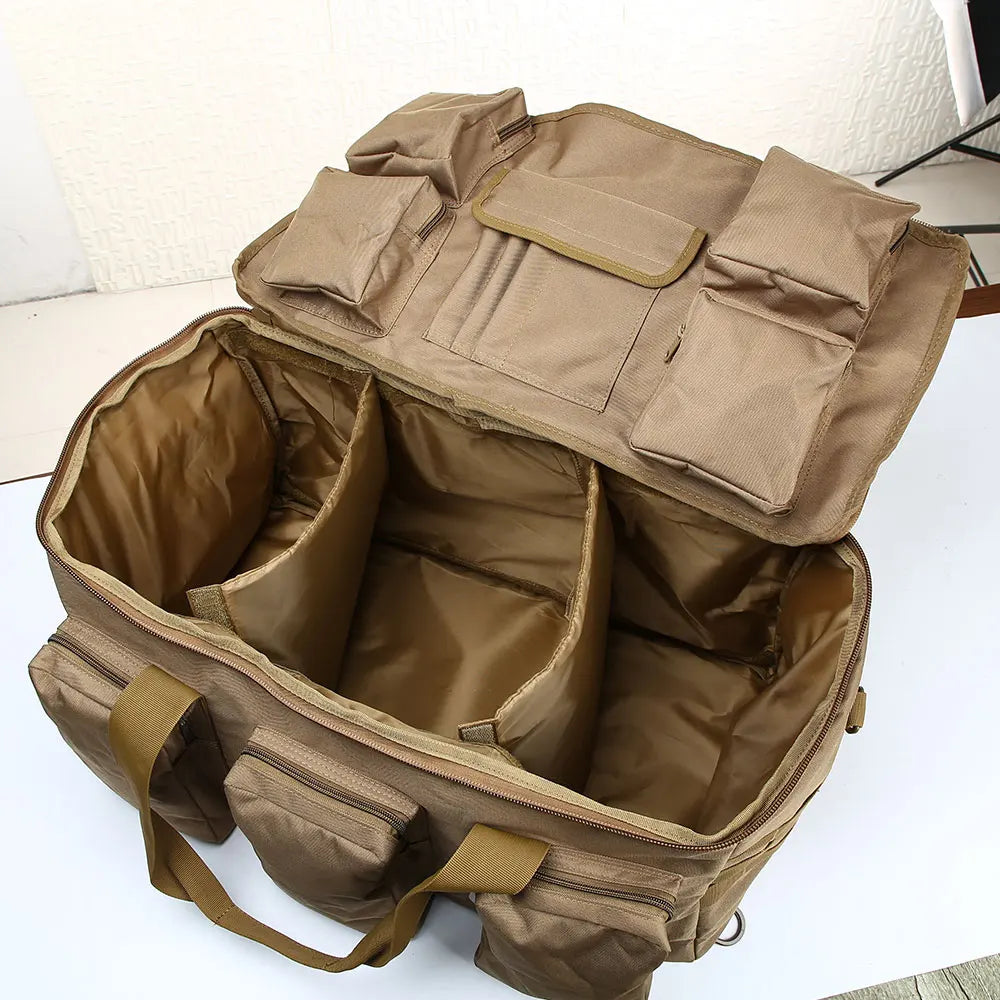 55L Tactical Duffel Backpack Travel Bag Khaki-2