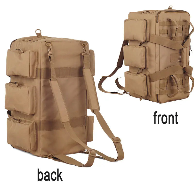 55L Tactical Duffel Backpack Travel Bag Khaki-1