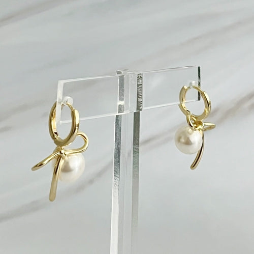 Boucles d'oreilles nœud et perle