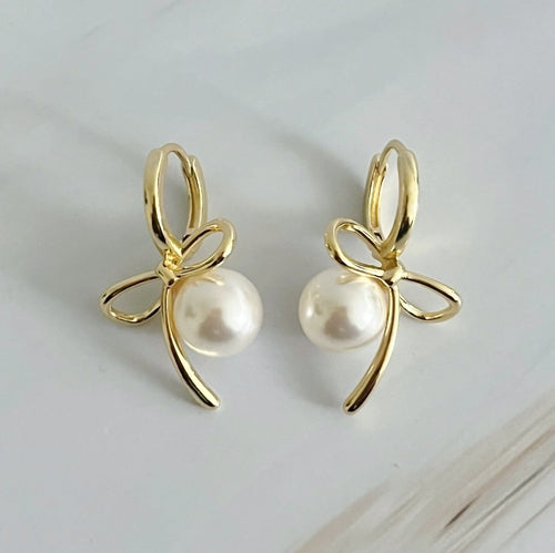 Boucles d'oreilles nœud et perle