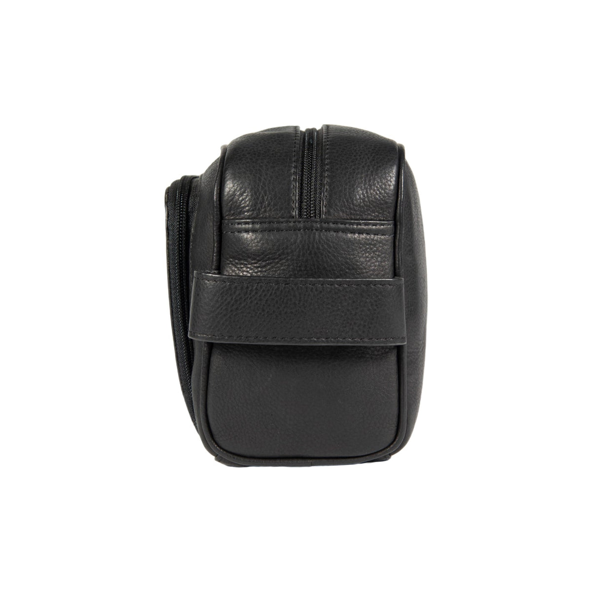 K0025AB | Beauty Case with side handle in genuine full grain leather with light grain - Black color. Zipper closure, Dimensions: 25 x 16 x 12 cm. Packaging: Tnt bag