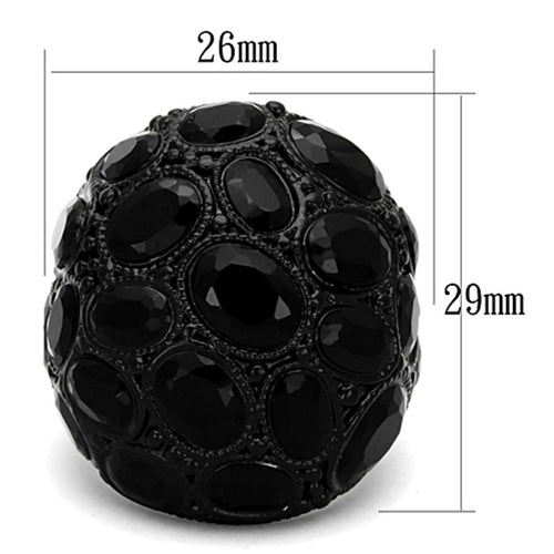 Bague LO3000 laiton ruthénium et verre jais