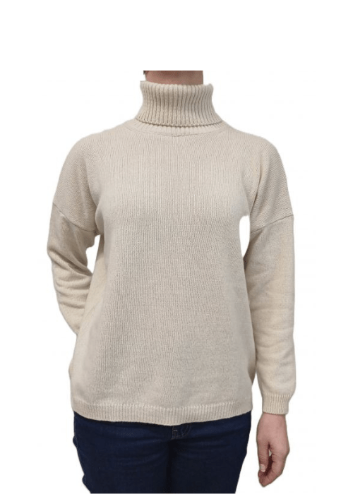 Pull oversize col roulé femme en cachemire régénéré – Lanaioli