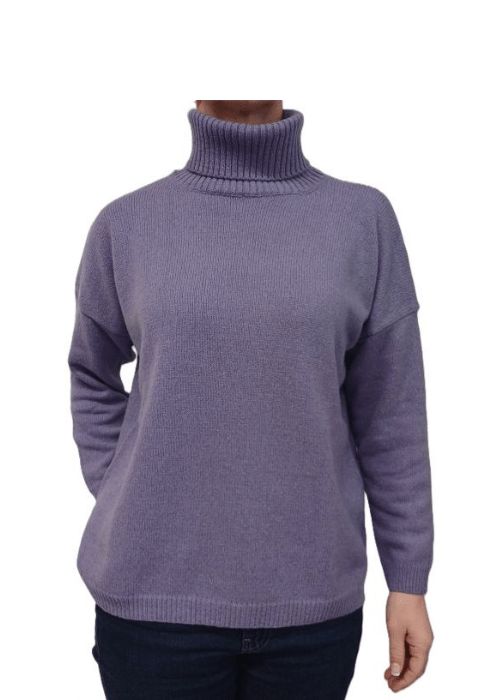 Pull oversize col roulé femme en cachemire régénéré – Lanaioli