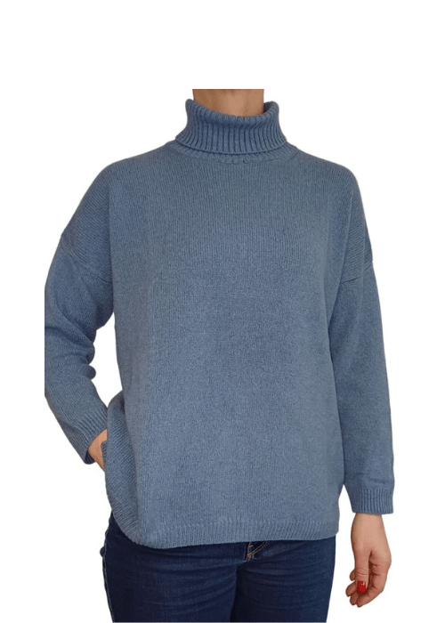 Pull oversize col roulé femme en cachemire régénéré – Lanaioli
