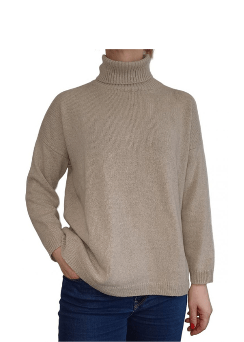 Pull oversize col roulé femme en cachemire régénéré – Lanaioli