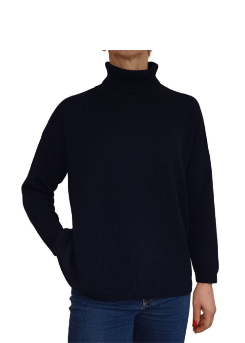 Pull oversize col roulé femme en cachemire régénéré – Lanaioli