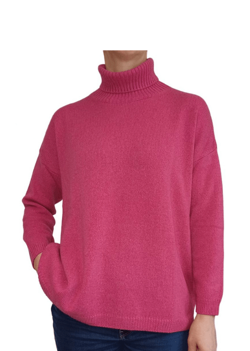 Pull oversize col roulé femme en cachemire régénéré – Lanaioli