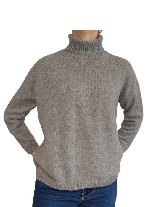 Pull oversize col roulé femme en cachemire régénéré – Lanaioli