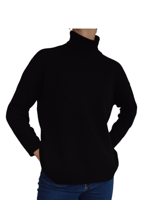 Pull oversize col roulé femme en cachemire régénéré – Lanaioli