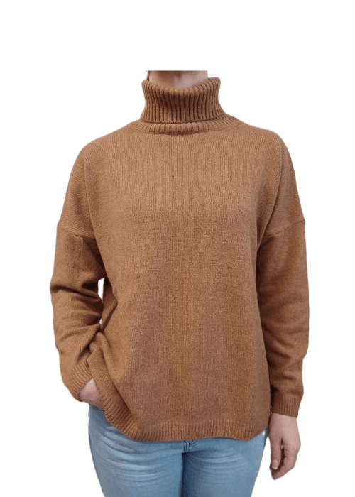 Pull oversize col roulé femme en cachemire régénéré – Lanaioli