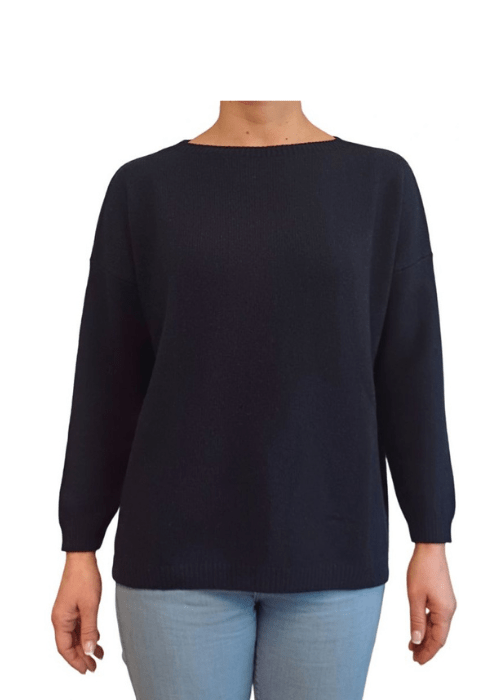 Pull oversize col bateau femme en cachemire régénéré – Lanaioli