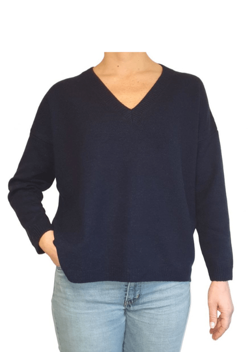 Pull oversize col V femme en cachemire régénéré – Lanaioli