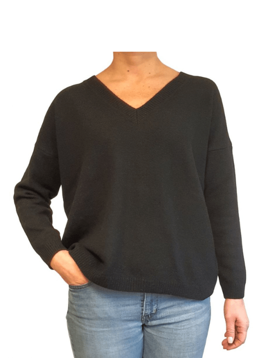 Pull oversize col V femme en cachemire régénéré – Lanaioli