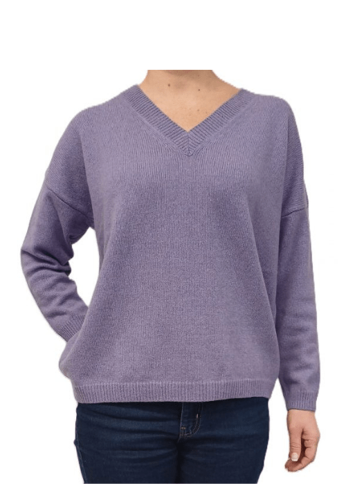 Pull oversize col V femme en cachemire régénéré – Lanaioli