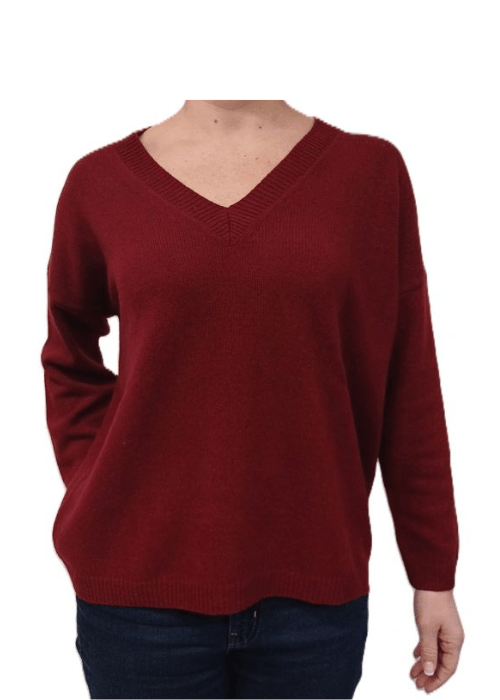Pull oversize col V femme en cachemire régénéré – Lanaioli