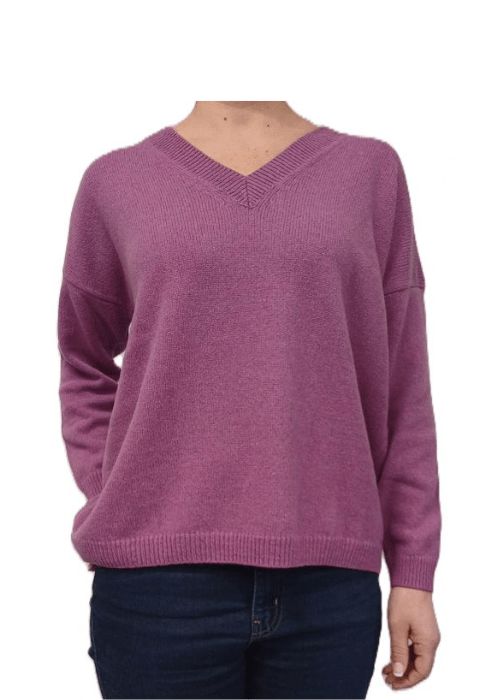 Pull oversize col V femme en cachemire régénéré – Lanaioli