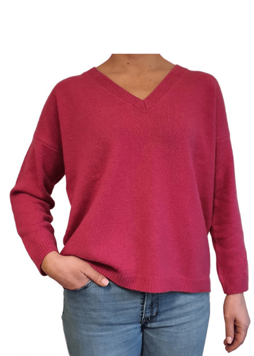 Pull oversize col V femme en cachemire régénéré – Lanaioli