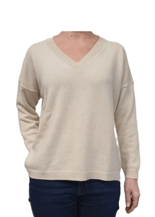 Pull oversize col V femme en cachemire régénéré – Lanaioli