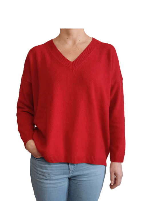 Pull oversize col V femme en cachemire régénéré – Lanaioli