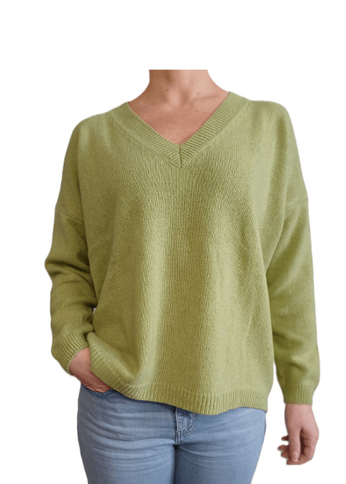 Pull oversize col V femme en cachemire régénéré – Lanaioli