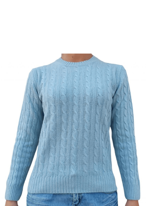 Pull col rond torsadé femme en cachemire recyclé – Lanaioli