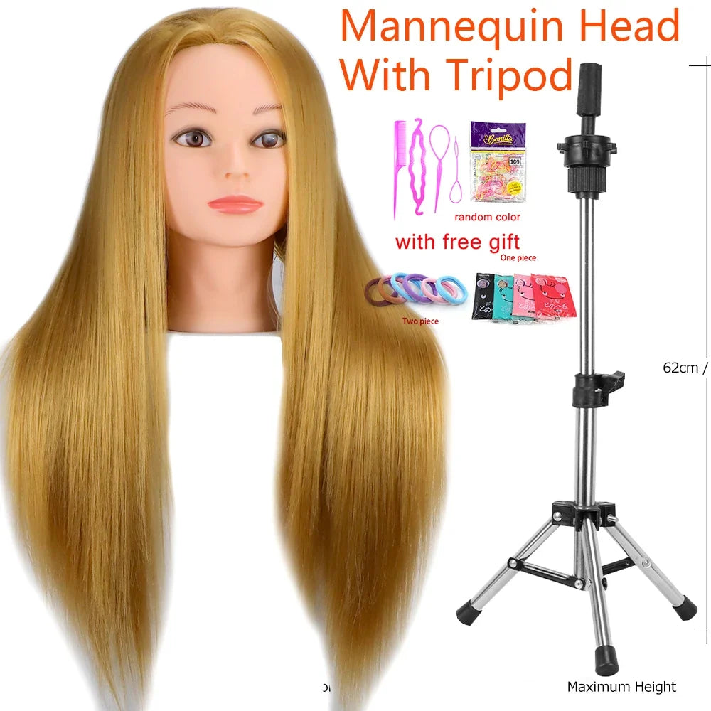 Mannequin Head With Synthetic Hair For Styling-0