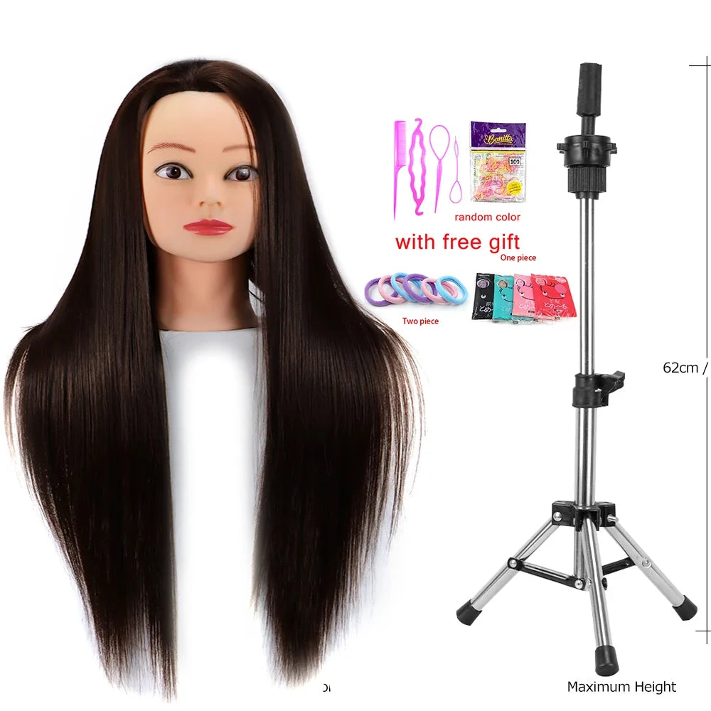 Mannequin Head With Synthetic Hair For Styling-1