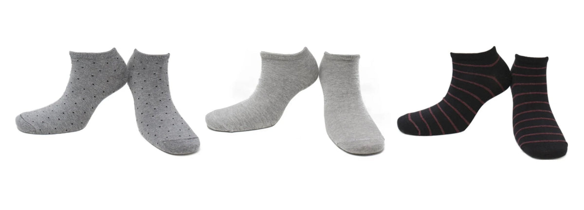 Socquettes Élégance Coton Écologique - Gris, Noir (3 paires)